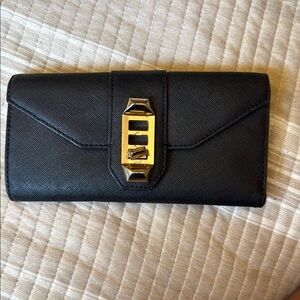 Elegant Black Wallet with Gold Accent